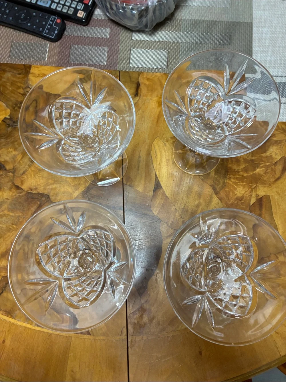 Faceted Cut Crystal Martini Glasses - Clear (Set of 4)